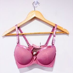 LUNNA Pink Striped Plunge Bra
